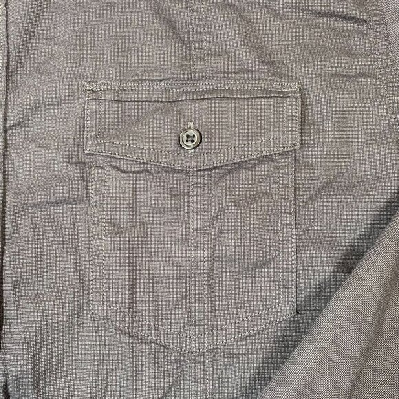 Marc Anthony Slim Fit Long Sleeve Button-Up Shirt Cotton Charcoal Gray Mens L - Picture 8 of 11